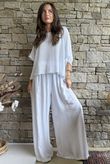 Cyril Crinkelle Wide Leg Pant White